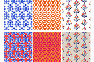 India Watercolor Seamless Patterns