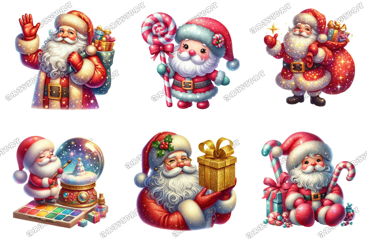 Glitter Christmas Santa Claus Waterc, an Illustration by designcity5 (Photo 2 of 5)