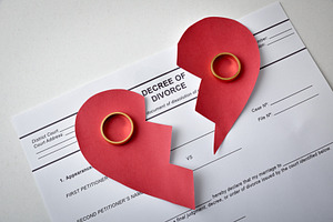 Broken Heart With Wedding Rings And Divorce Papers, an Abstract Photo by Davizro's Market