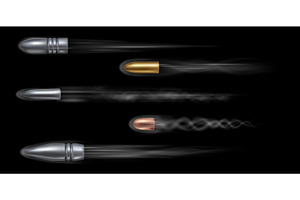 Realistic 3d bullet flying with gun, an Object Illustration by Frogella