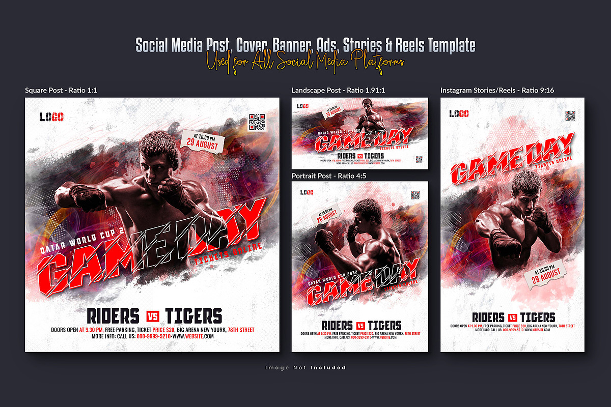 Boxing Social Media Post Template, a Social Media Template by Creative_View (Photo 3 of 8)