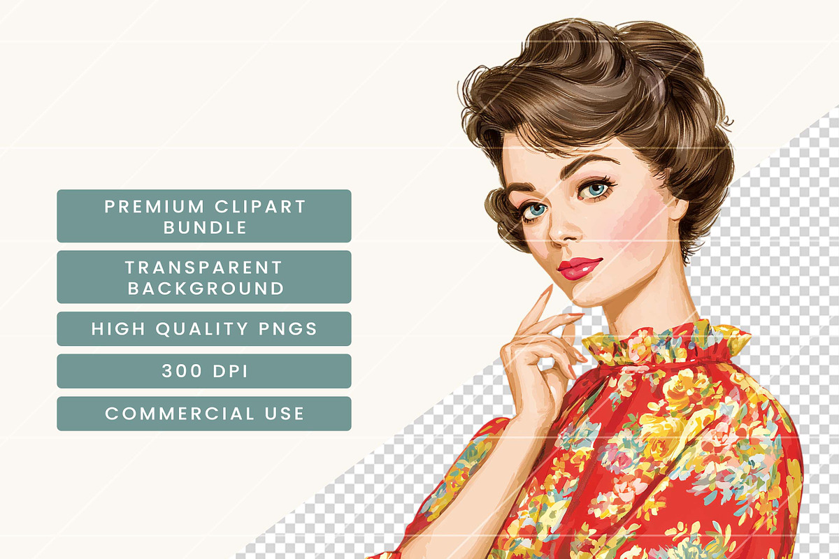 Retro Glamour Midcentury Women, a Person Illustration by BusyDaydesign (Photo 7 of 9)