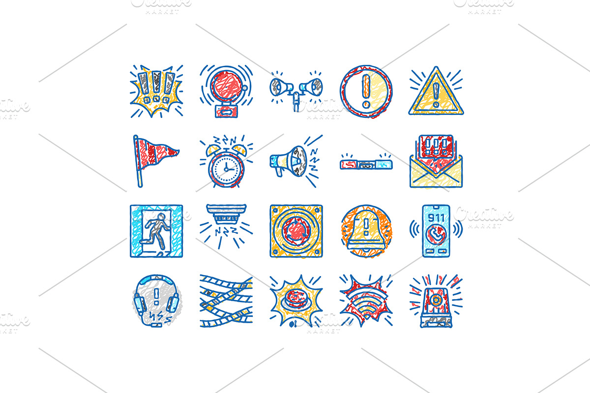 alert attention signal caution icons, an Object Illustration by pikepicture