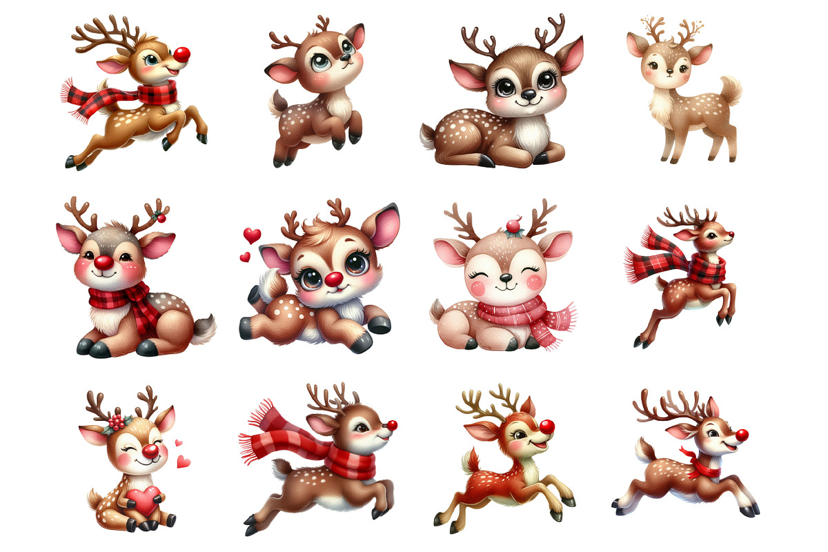 Funny Cute Christmas Reindeer, an Illustration by Design Market (Photo 2 of 4)