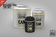 Round Tea Tin Set Packaging Mockup, a Cups & Container Mockup by INCDesign (Thumbnail 1 of 7)