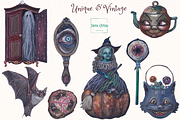 Vintage Halloween Clipart, an Illustration by MariaOrtegaDigitals (Thumbnail 3 of 7)
