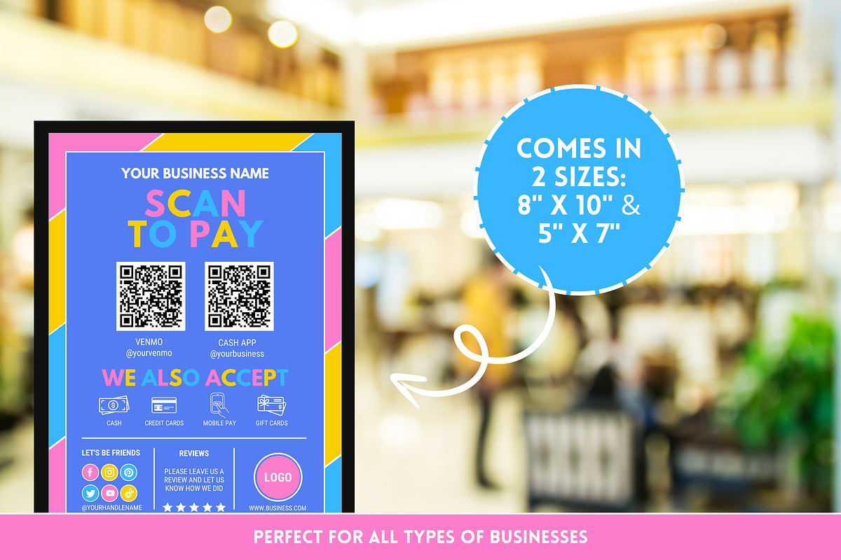 Colorful Scan to Pay sign, a Stationery Template by SunshineStudioBoutique (Photo 8 of 10)