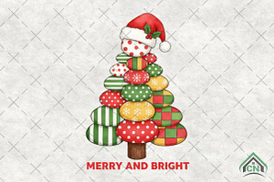 Patchwork christmas tree png, an Illustration by Craft Nest