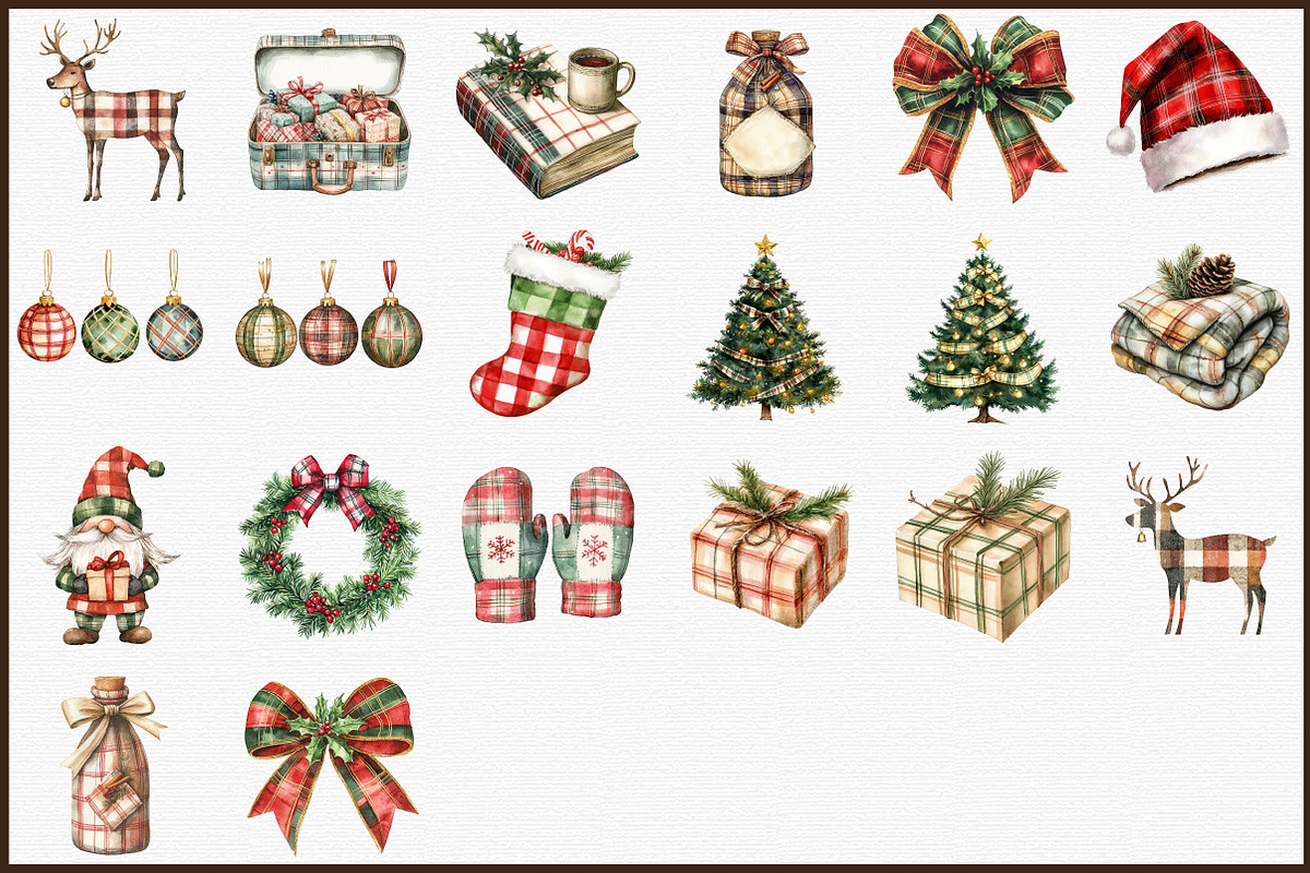 Red & Green Plaid Christmas Clipart, an Illustration by Sublimation Artist (Photo 3 of 6)