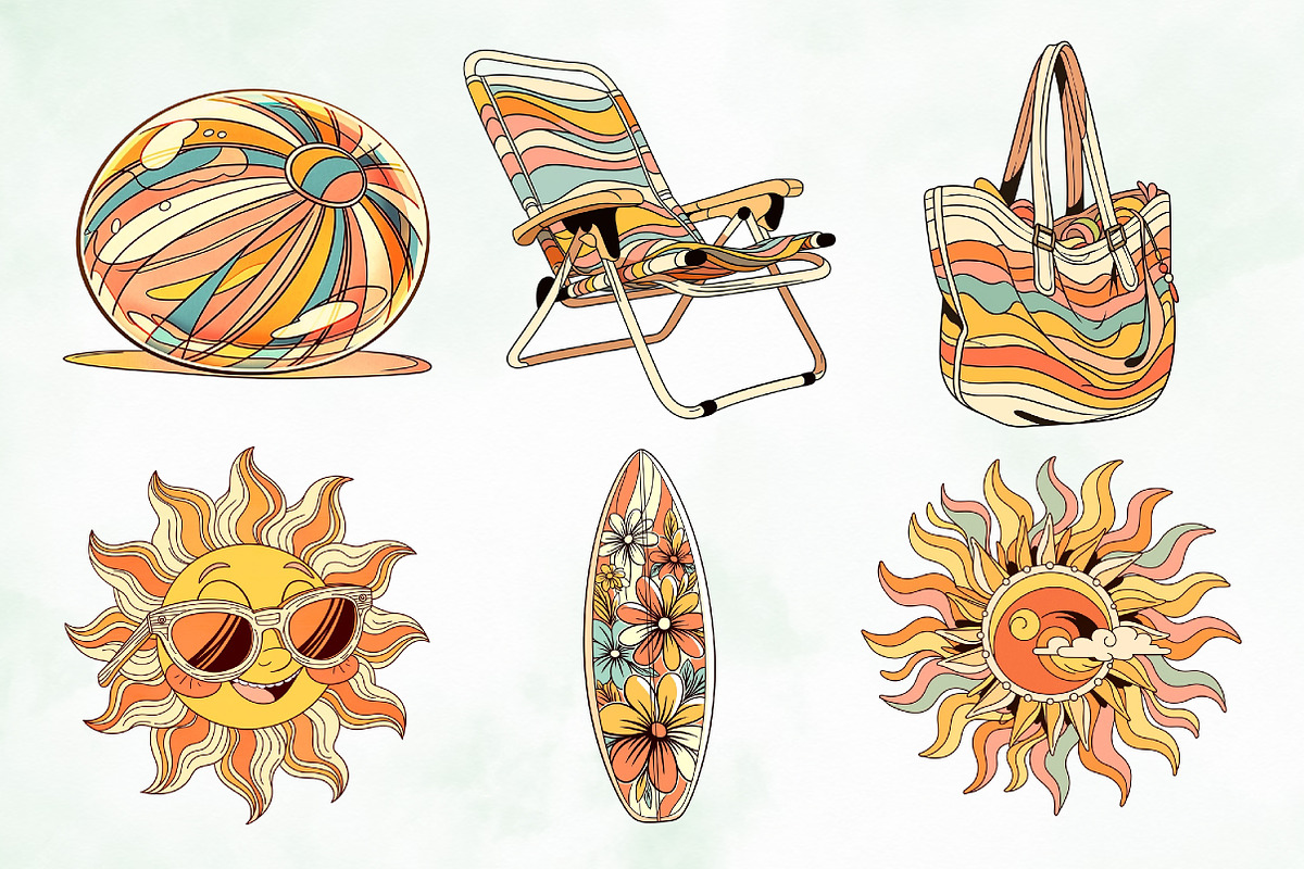 Retro Sunshine & Vintage Beach Png, an Object Illustration by Creative Art (Photo 2 of 7)