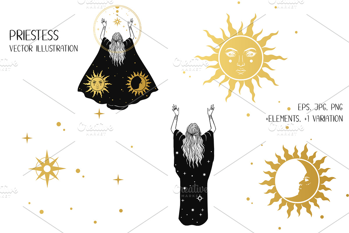 Priestess. Vector illustrations, an Illustration by Nadia Murash (Photo 2 of 3)