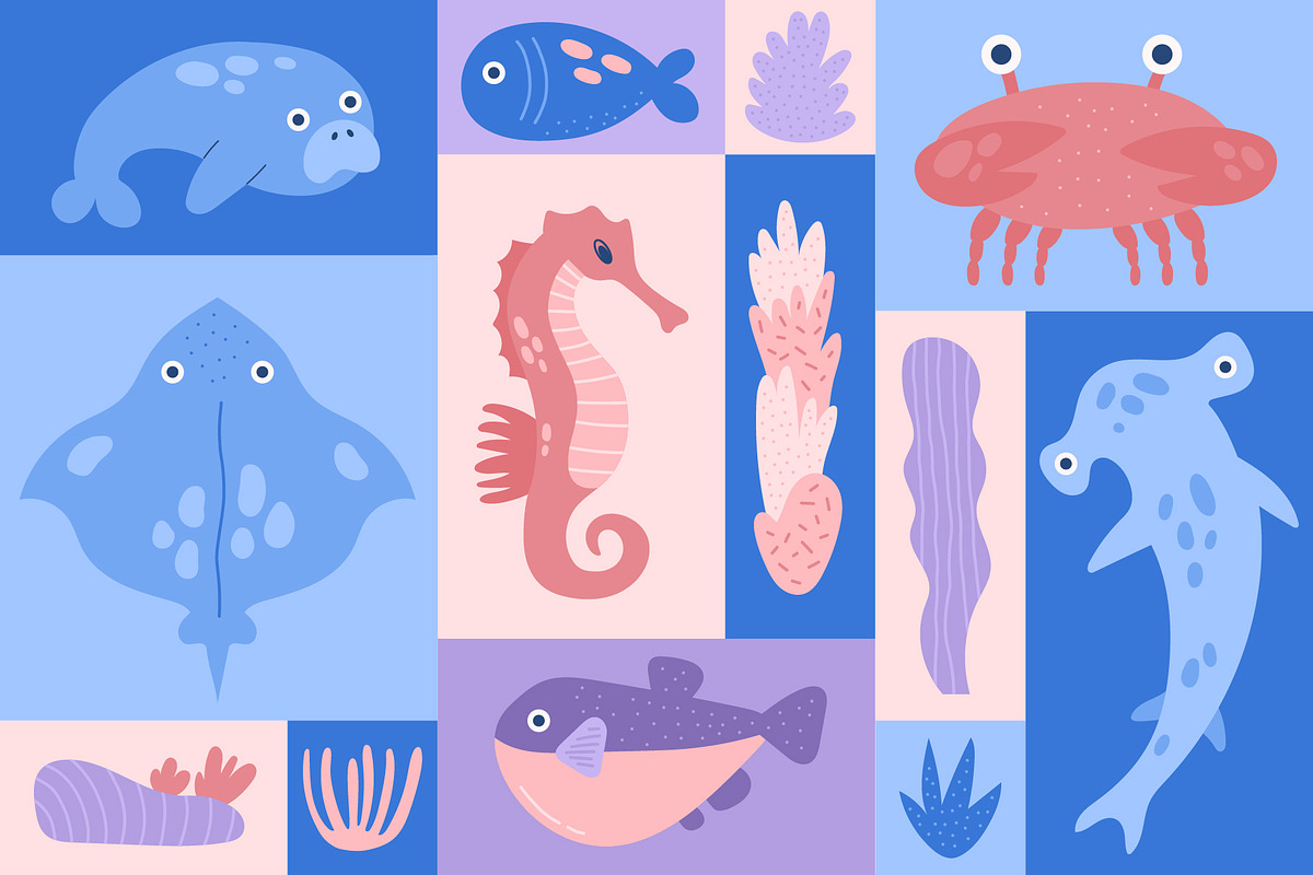 Ocean Life | Graphic Collection, an Animal Illustration by katieromanoff_art (Photo 3 of 11)