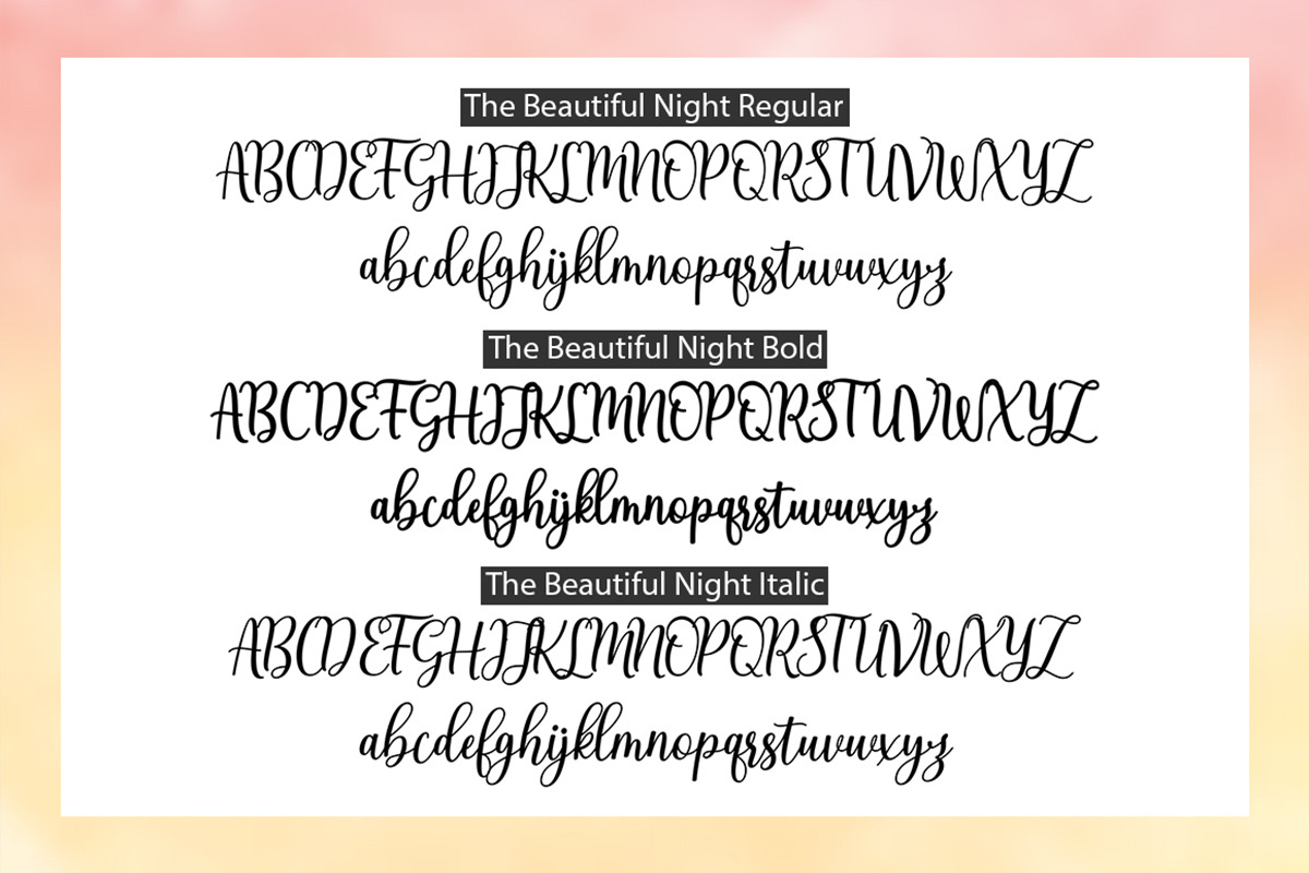 The Beautiful Night Script & Extras, a Script Font by Attract Studio (Photo 8 of 10)