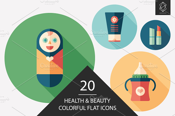 Health And Beauty Flat Icon Set