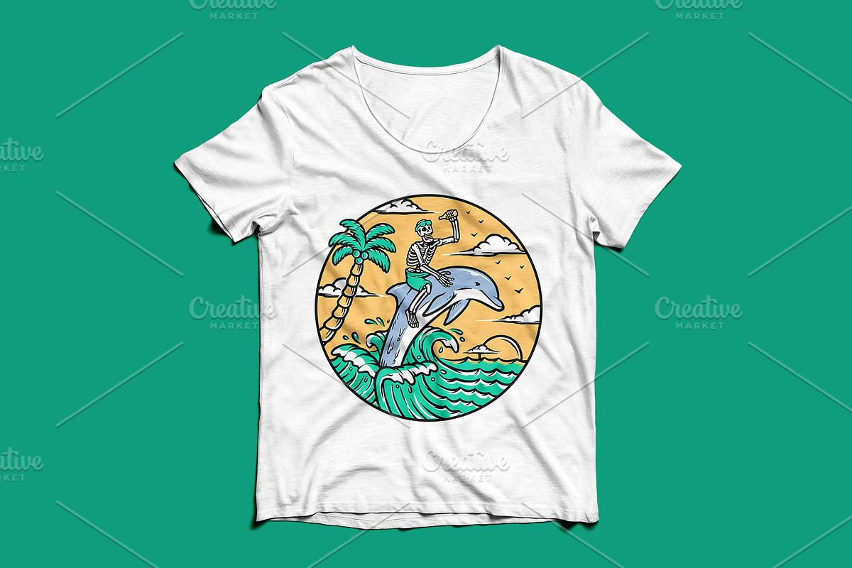 explore the ocean with dolphin, an Animal Illustration by gunaonedesign (Photo 4 of 5)