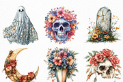 Watercolor Floral Halloween Clipart, an Illustration by Craft Nest (Thumbnail 2 of 6)