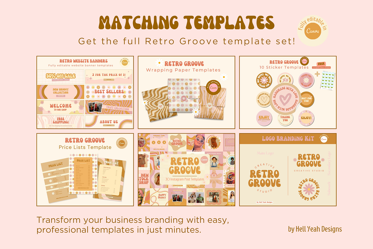 Retro Thank You Cards Templates, a Card Template by Hell Yeah Designs (Photo 7 of 7)