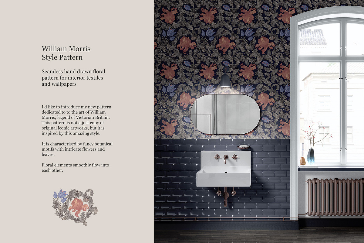 William Morris Style Pattern&Element, a Pattern Graphic by Varvara Gorbash (Photo 2 of 10)