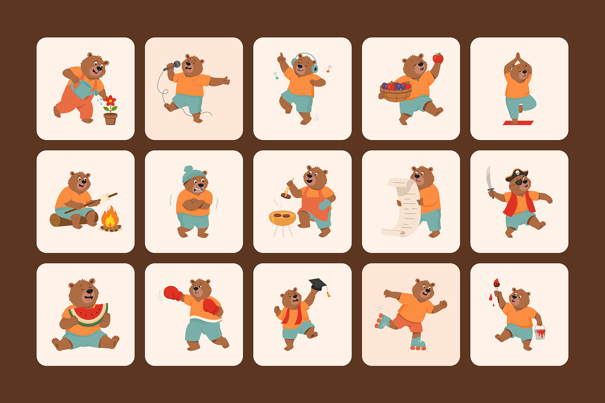 30 Animated Bear Illustrations, an Animal Illustration by Brickclay (Photo 3 of 4)