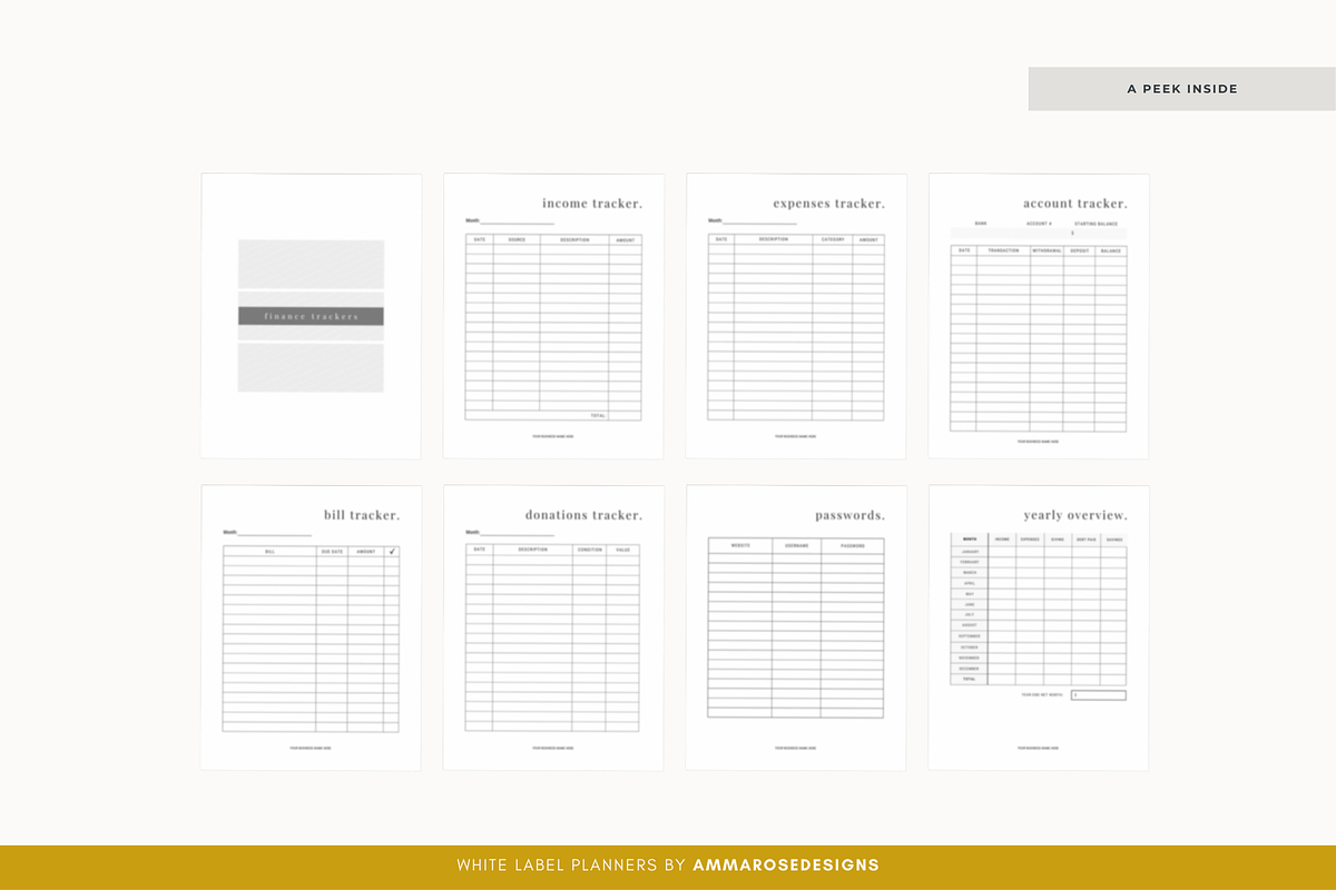 White Label Finance Planner, a Stationery Template by ammarosedesignsllc (Photo 5 of 10)