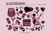 Lucky Love Retro Valentines Graphics, a Seasonal Illustration by Eldorado Design Co. (Thumbnail 2 of 5)