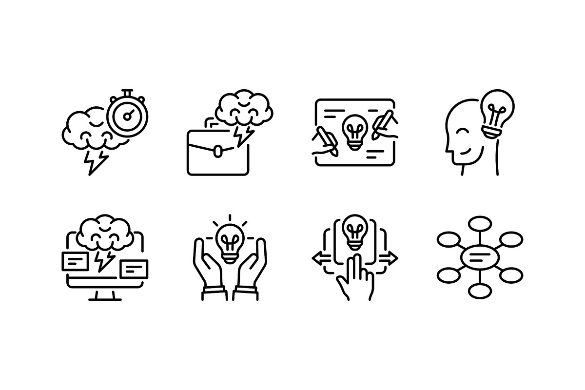Brainstorming Icon Set, an Outline Icon by Eklip Studio (Photo 3 of 3)