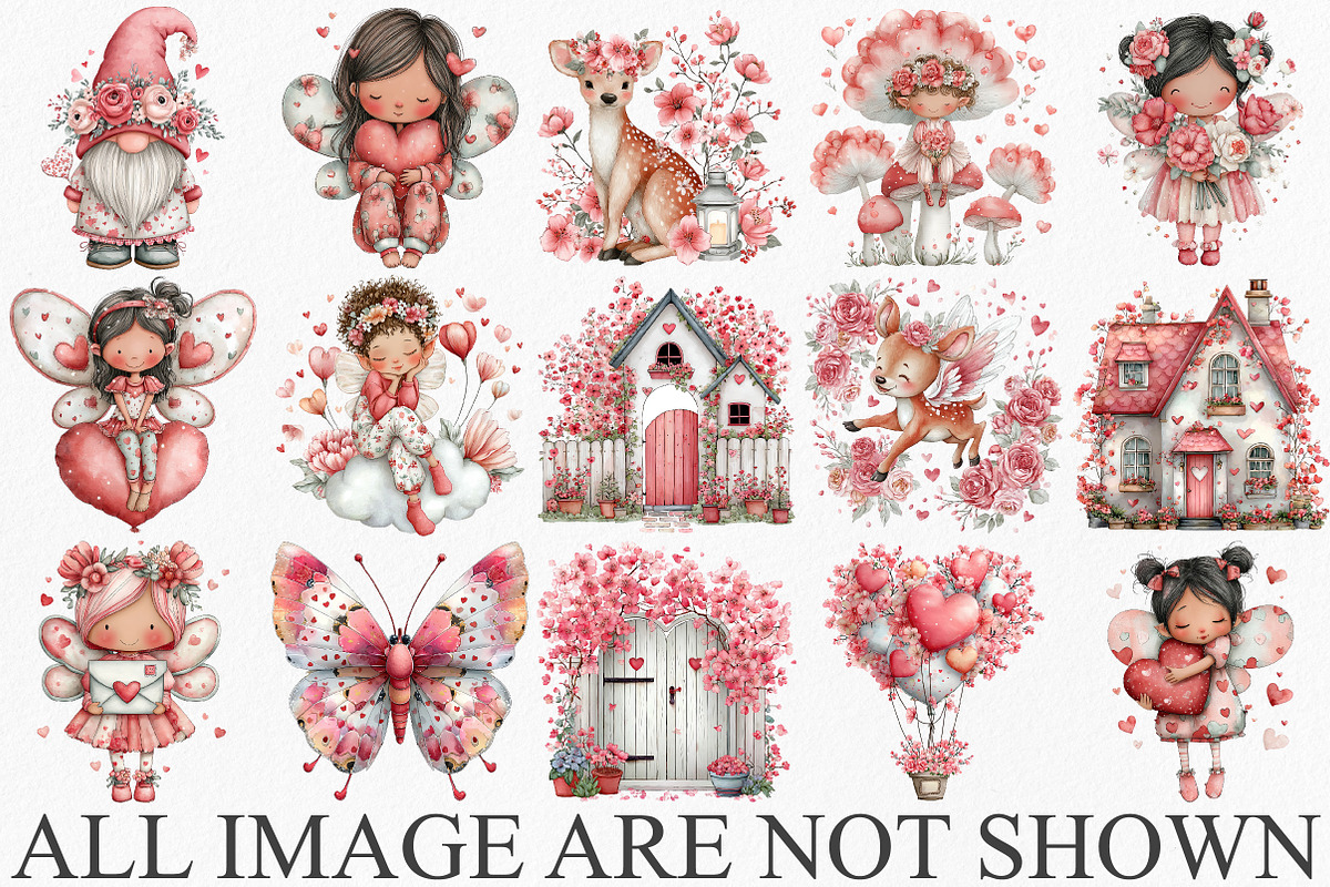 Watercolor Valentine Fairy Clipart, an Illustration by Canvas Craft (Photo 3 of 6)