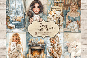 Cozy Winter Junk Journal Pages, a Person Illustration by GlamArtZhanna