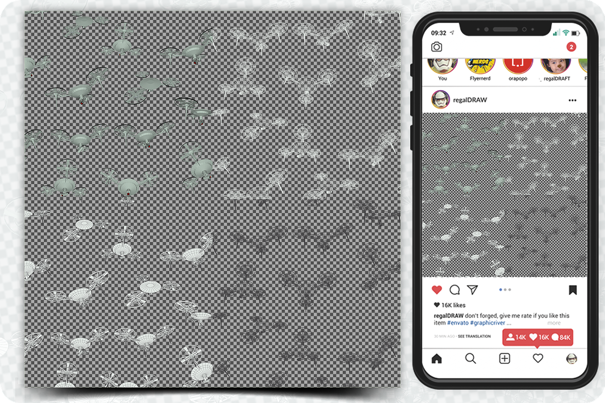 Drone Seamless Pattern Set, a Pattern Graphic by regalDRAW (Photo 3 of 3)