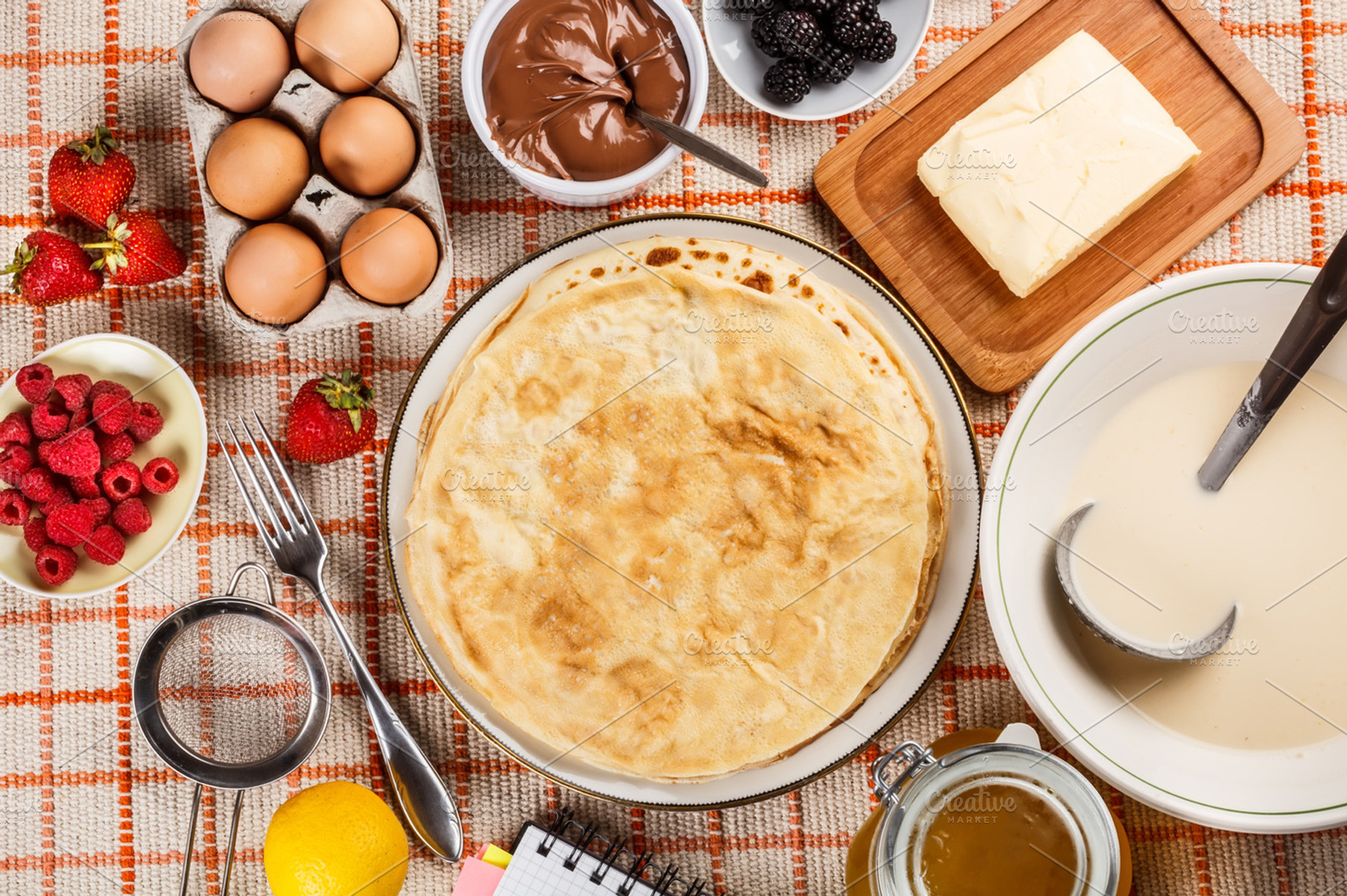 Pancakes Featuring Butter Eggs And Food
