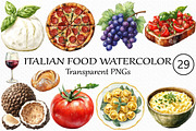 Italian Food Watercolor Clipart, an Illustration by Craft Nest (Thumbnail 1 of 5)