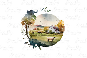 Quiet Countryside Scene Clipart