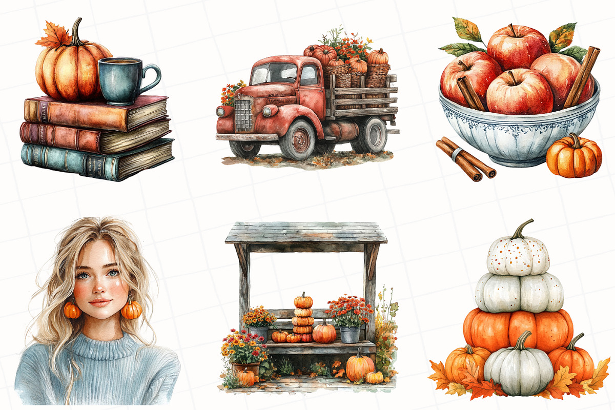 Cozy Autumn Pumpkin Clipart, an Illustration by OK Design (Photo 4 of 5)