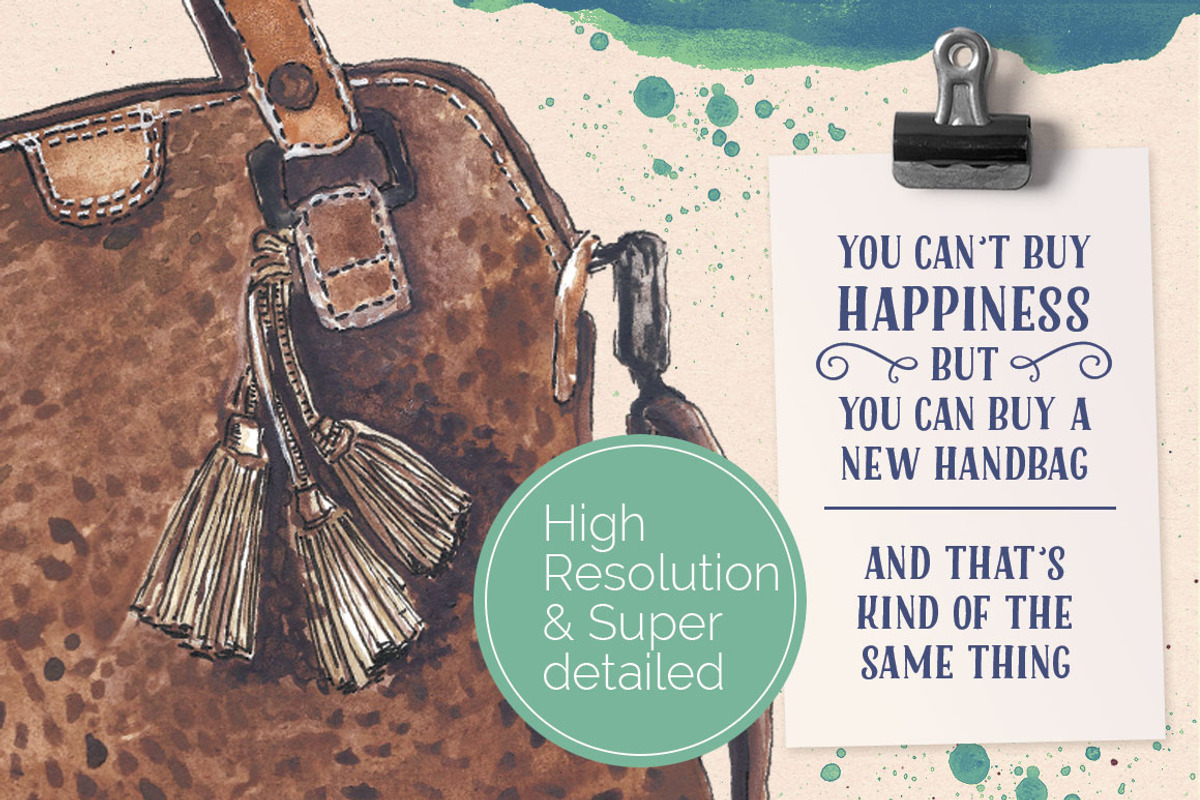 Watercolor Leather Handbag, an Illustration by Curve and Pixel (Photo 3 of 4)