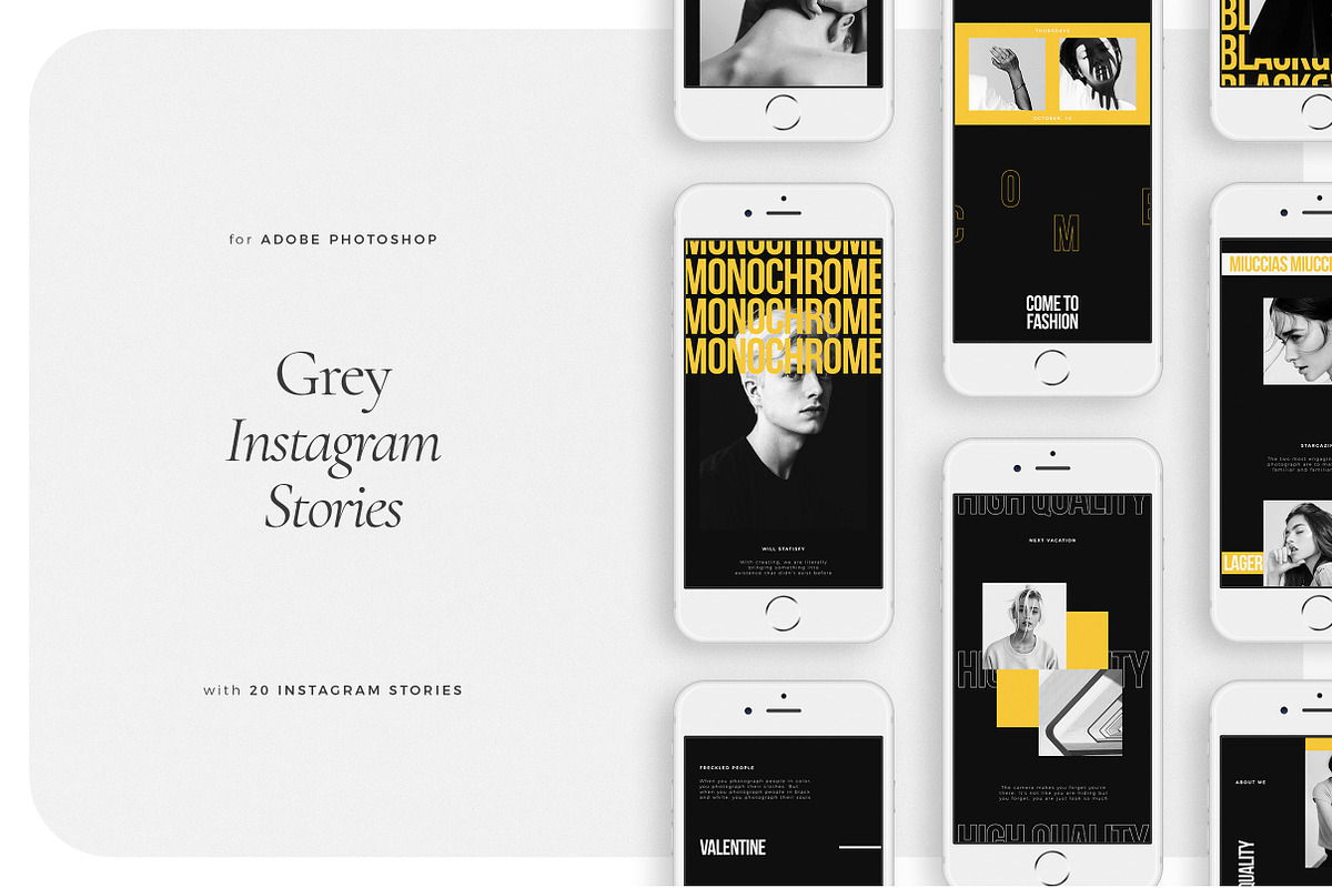 GREY Instagram Stories, a Social Media Template by Aprilea (Photo 1 of 7)