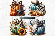Fall Western coquette bow pumpkins, a Seasonal Illustration by ThatsDesignArt (Thumbnail 8 of 10)