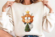 Funny Christmas Cow Clipart PNG, a Seasonal Illustration by designcity5 (Thumbnail 5 of 5)