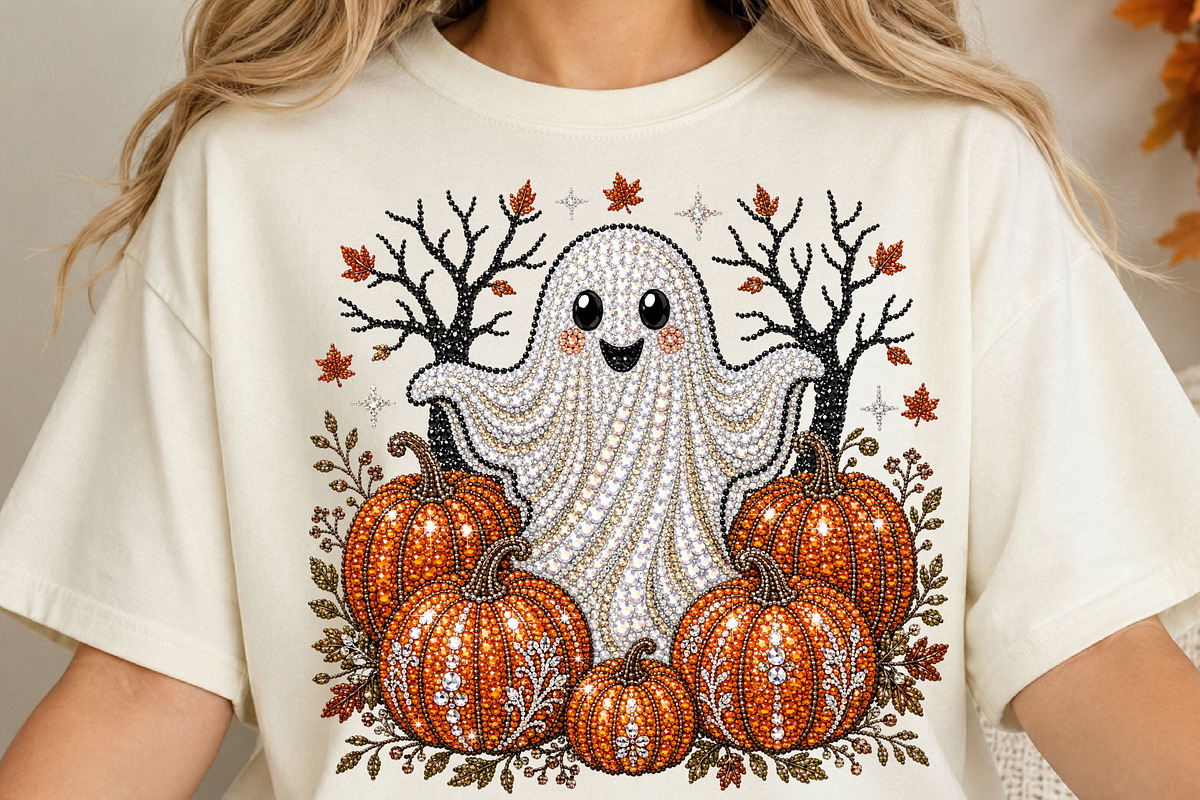 Rhinestone Ghost Halloween PNG, a Seasonal Illustration by DreamCafeArt (Photo 4 of 6)