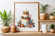 Watercolor Christmas Birthday Cake, a Work Illustration by Craft Nest (Thumbnail 4 of 5)