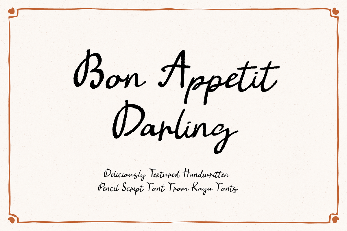 Bon Appetit Darling Pencil Script, a Handwritten Font by Kaya Fonts (Photo 1 of 44)