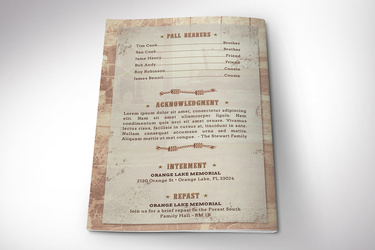 Cow Girl Funeral Program Word, a Brochure Template by Four C Graphic (Photo 4 of 10)