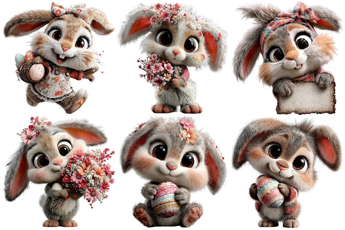 Whimsical Easter Bunny Clipart, an Illustration by Pixels.Craft (Photo 4 of 5)