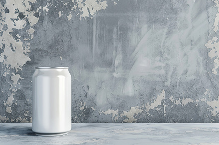 Blank aluminum can on grey background, a Food & Drink Photo by AlyaAnd
