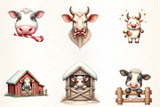 Christmas Funny Cow Clipart, an Illustration by CrexoraLab (Thumbnail 2 of 5)