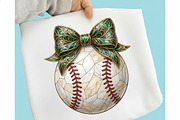 Hand Painted Baseball Leopard Bow, an Illustration by designcity5 (Thumbnail 1 of 4)