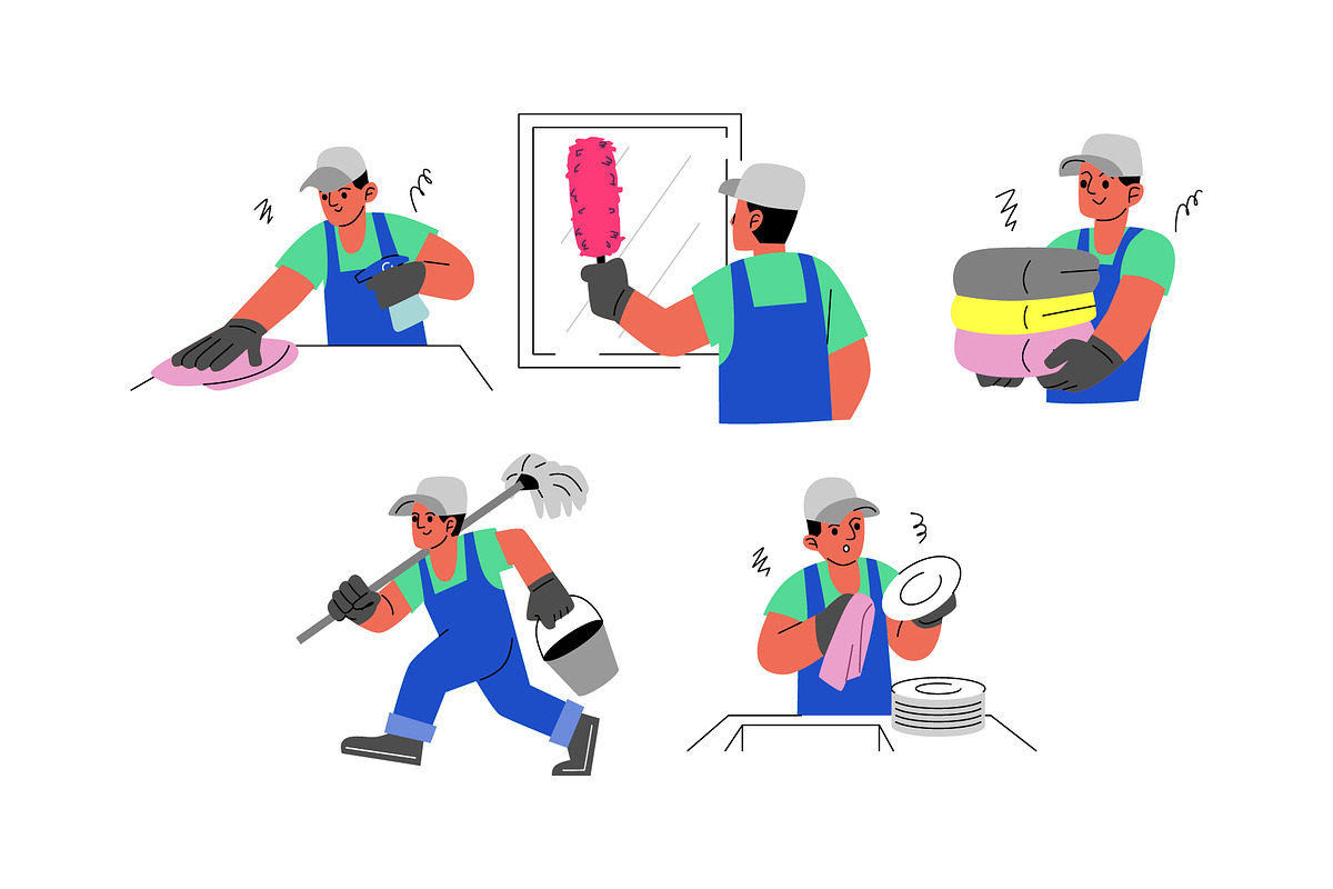 Cleaning Service Man Vol 2, a Work Illustration by SLAB! Design (Photo 3 of 3)