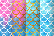 Watercolor mermaid scales patterns, a Pattern Graphic by Vavavka (Thumbnail 6 of 8)
