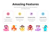 Octopus Cartoon Sticker Set, an Emoji Icon by Vectors Market (Thumbnail 2 of 6)