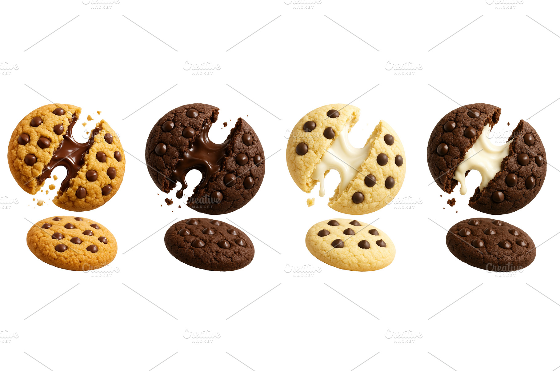 Four varieties of cookies with, a Food & Drink Photo by Sergey Kotenev