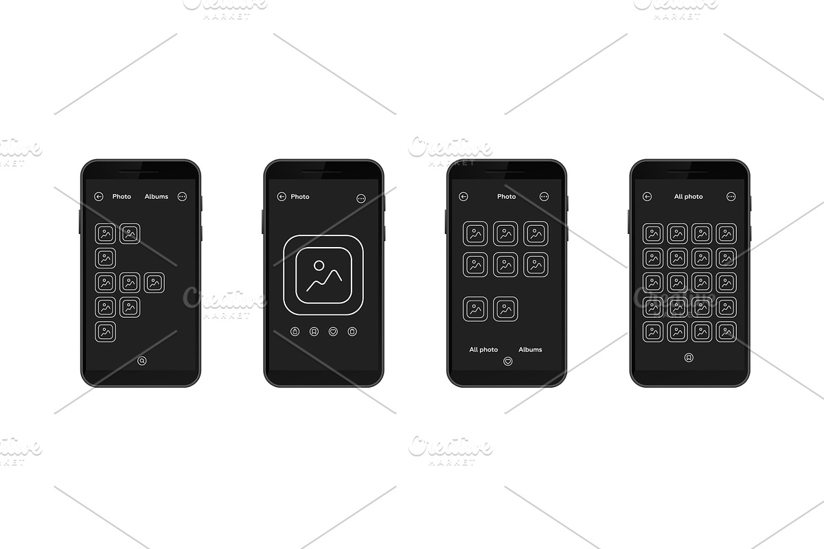 Mobile interface with photo gallery, a Technology Illustration by skripnikbb